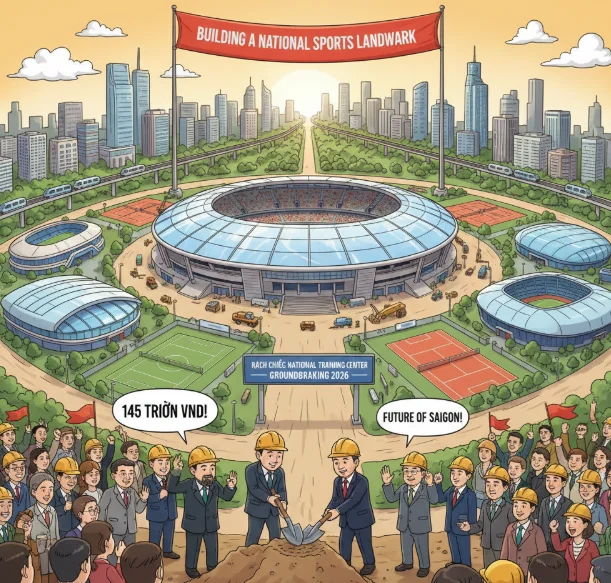 胡志明市守德市的迪石（Rạch Chiếc）國家體育訓練中心動工示意圖